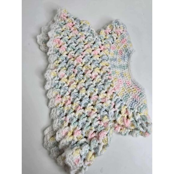 Vintage Handmade Baby Crochet Sweater Cardigan – Pastel Rainbow Stitch, NB-3 Mos - Picture 2 of 6